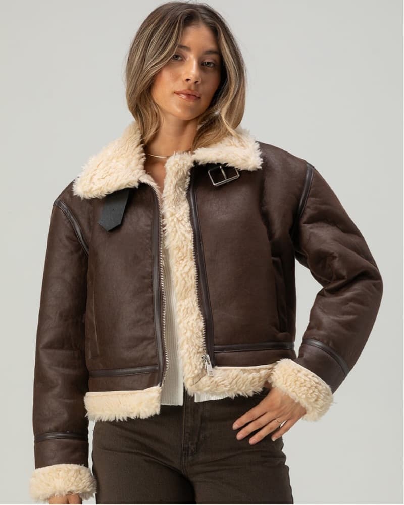 Plush Faux Shearling Moto Jacket - Image 1