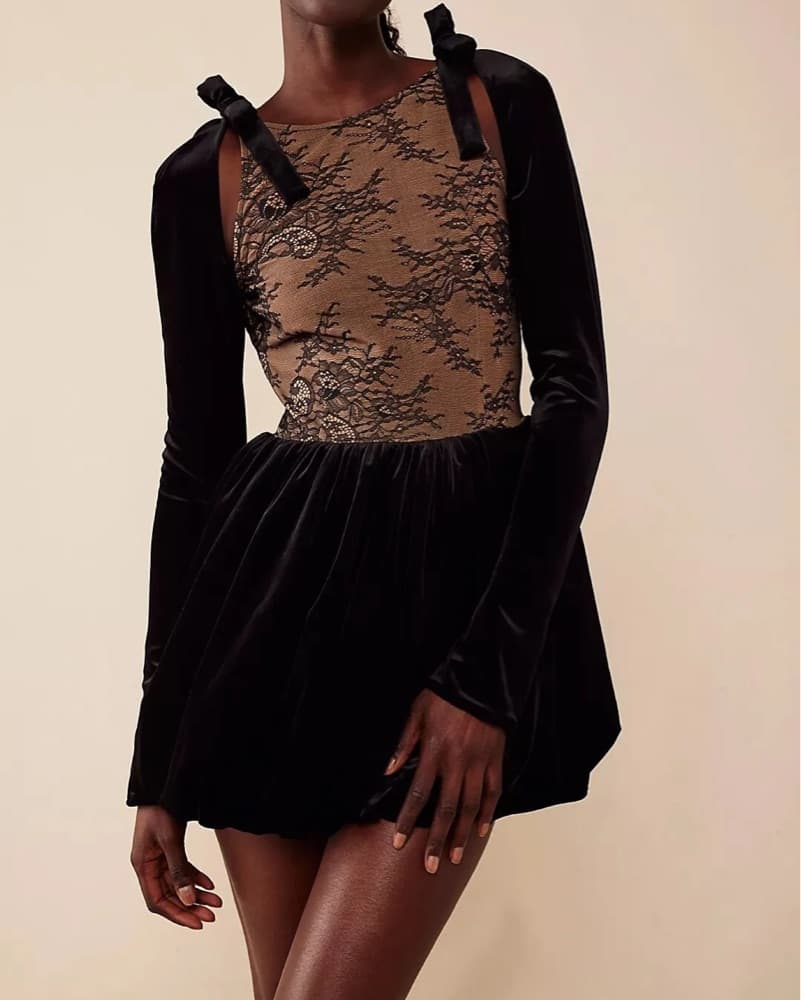Nana Jacqueline Lace Velvet Dress - Image 2