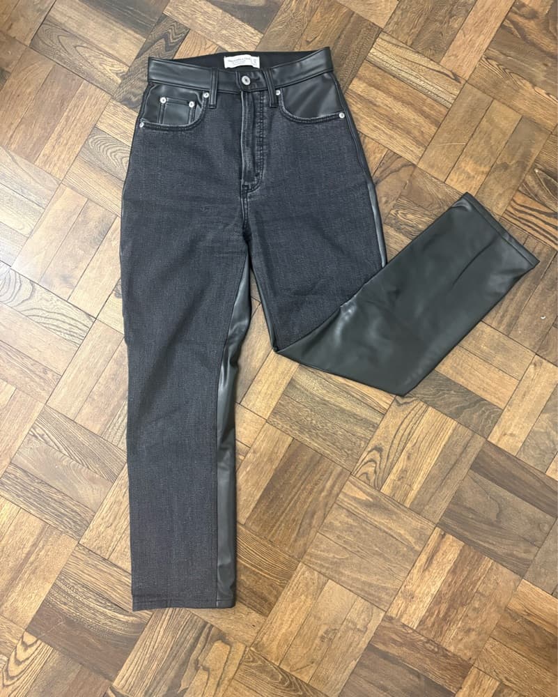 Abercrombie High Rise Denim & Leather  - Image 6