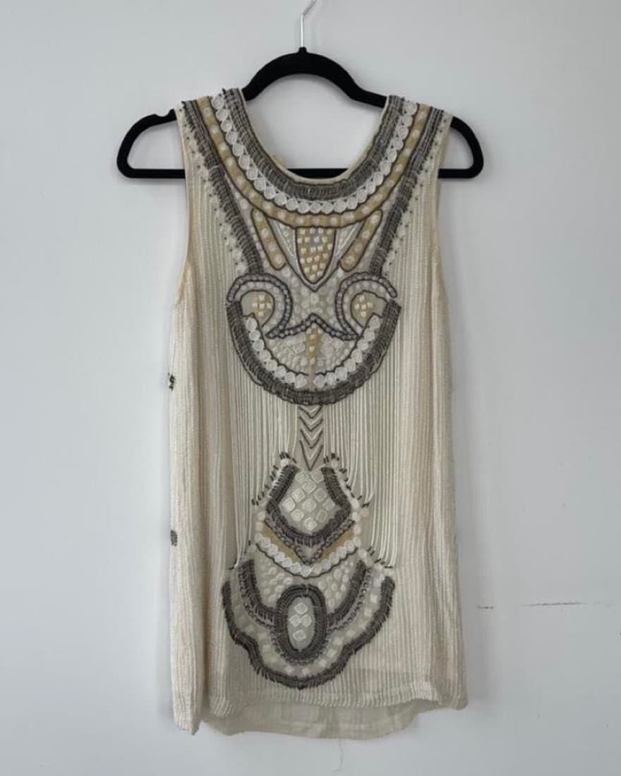 Free People Cream Beaded Dress - Image 1