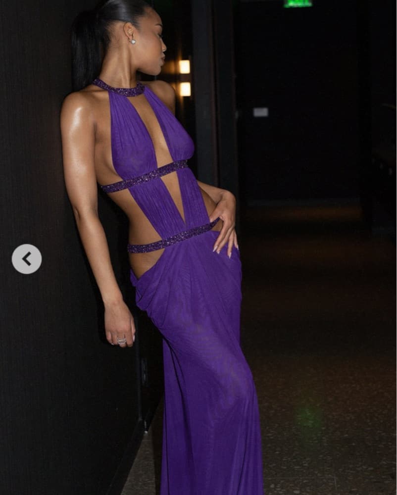 Vibrant Purple Halter Gown - Image 1