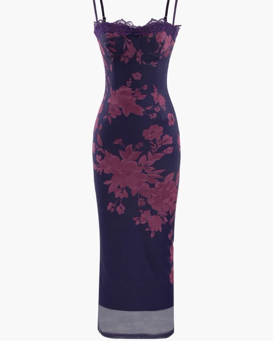 Elegant Floral Midi Dress - Image 1
