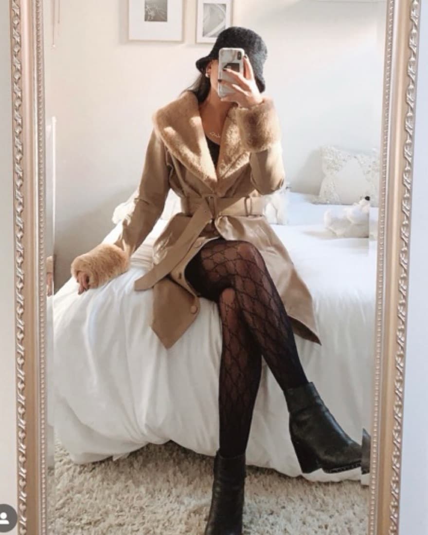 Lioness Faux Fur Long Lined Belted Coat - Image 1