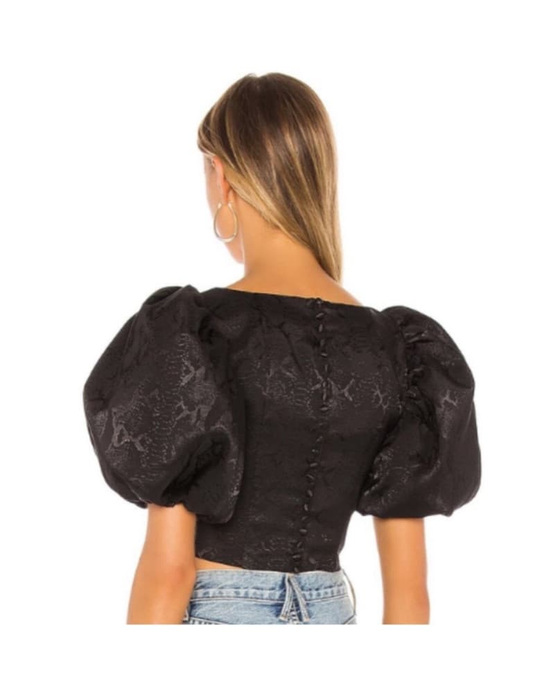 LPA Black Crop Top Puff Sleeves  - Image 2
