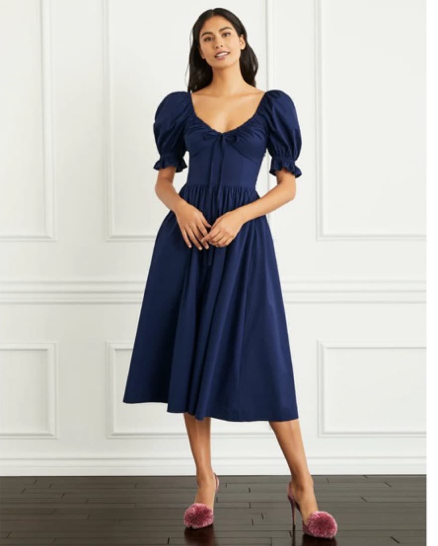 Hill House Navy Midi Ophelia Dress - Image 1
