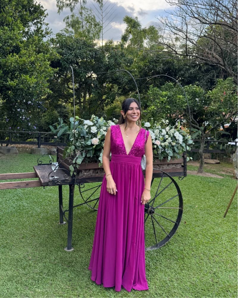 Daphne Sequin Top V-Plunge Maxi Dress - Image 1