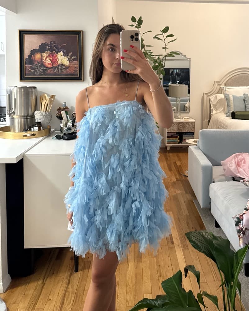 Feathery Blue Cocktail Dress - Image 1