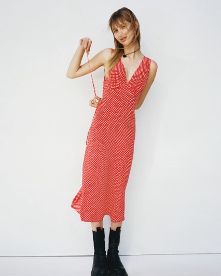 Red Realisation Par Polka Dot Dress - Image 1