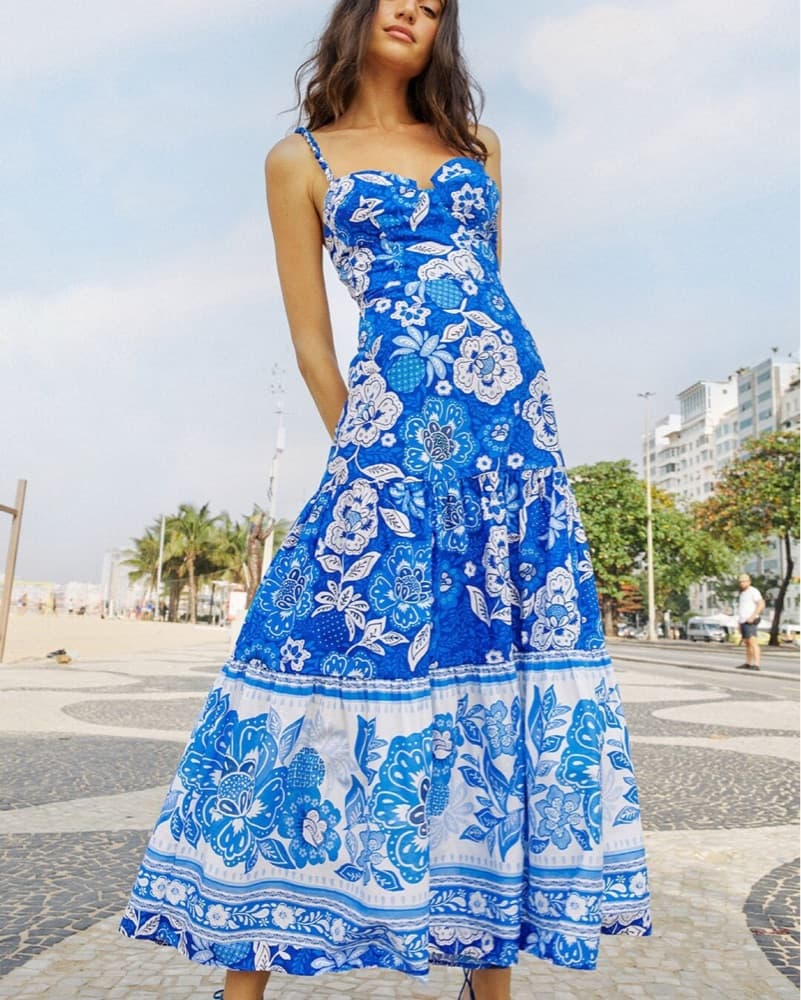 Farm Rio Full of Flowers Sweetheart Midi - Image 1