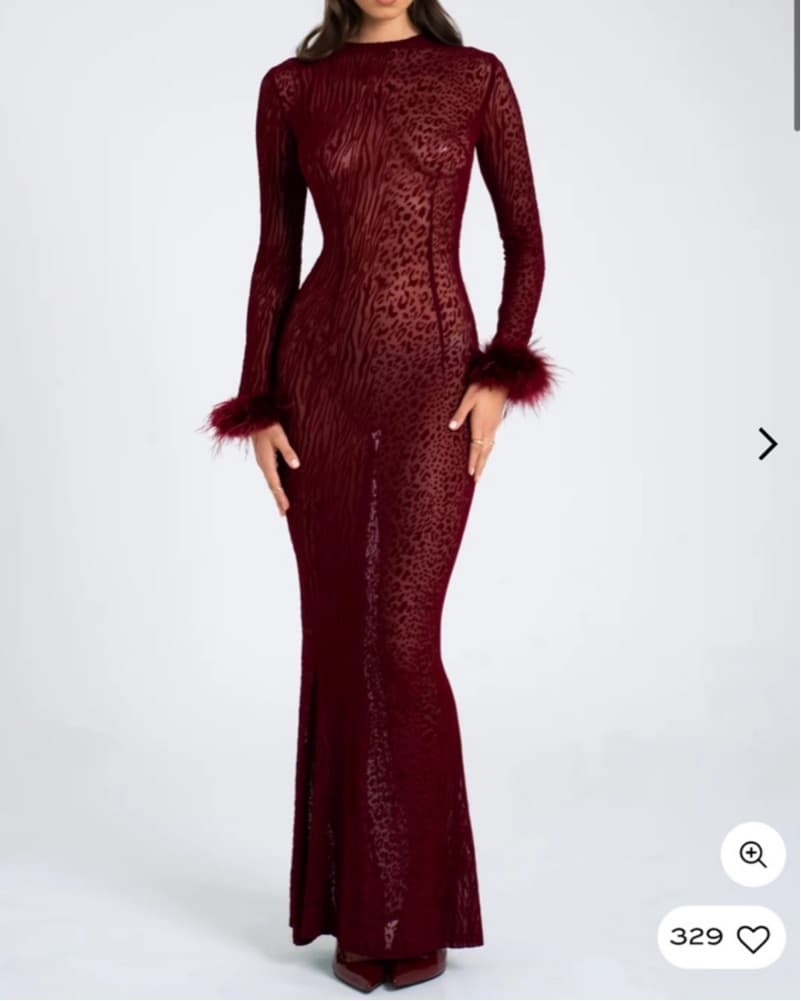 Captivating Crimson Couture Maxi Dress - Image 3