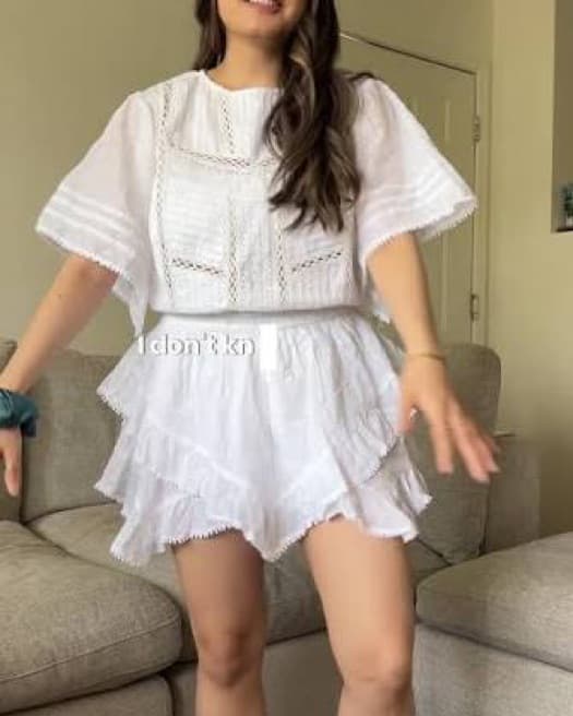 White Lace Ruffle Cotton Mini Dress  - Image 6