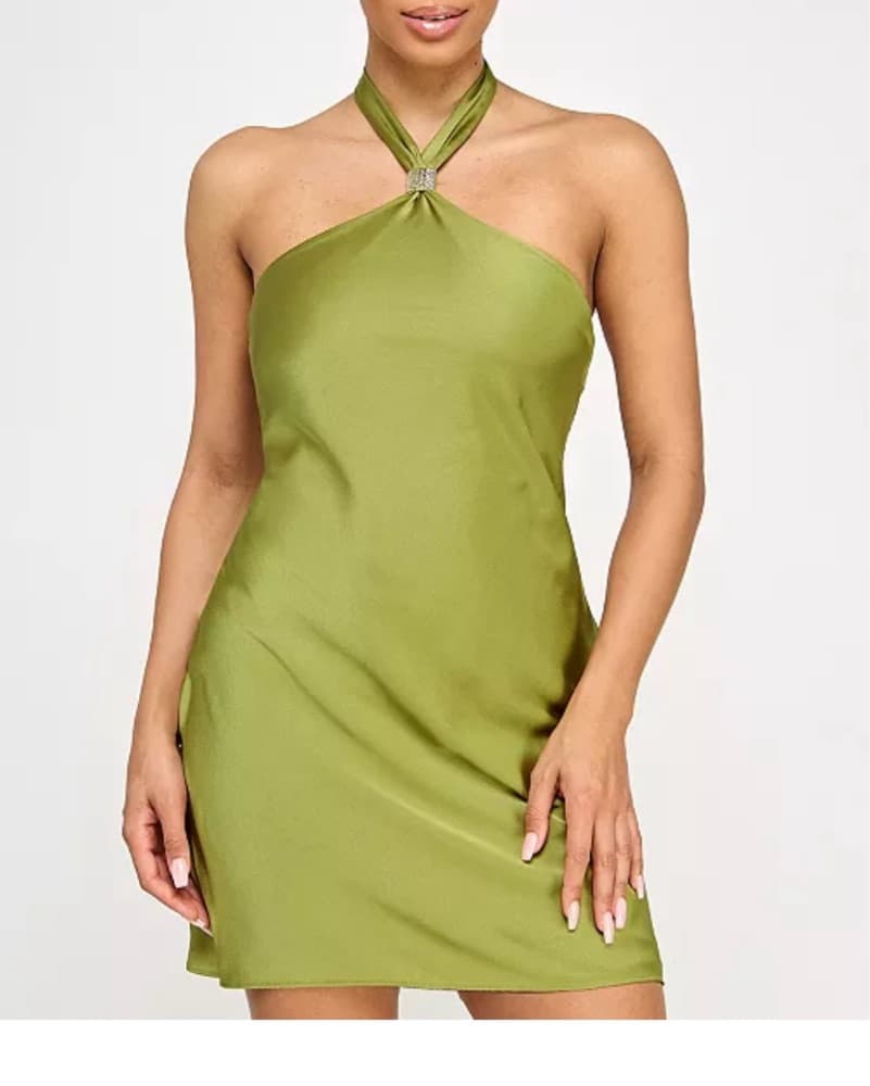 Sleek Halter Neck Mini Dress - Image 1