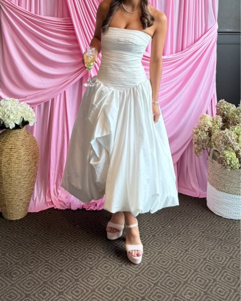 Aje bubble Hem Dress Ivory - Image 2