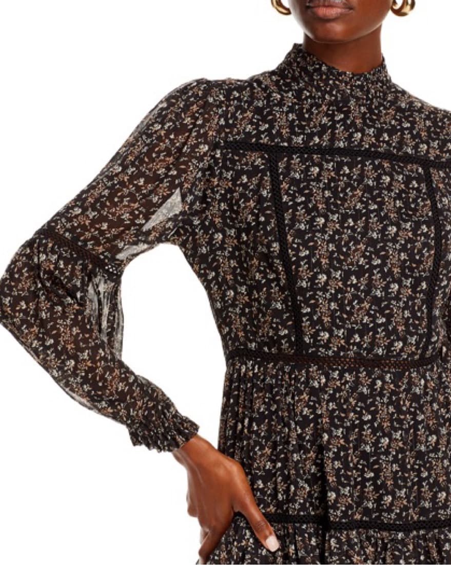 Aqua long sleeve floral dress - Image 3