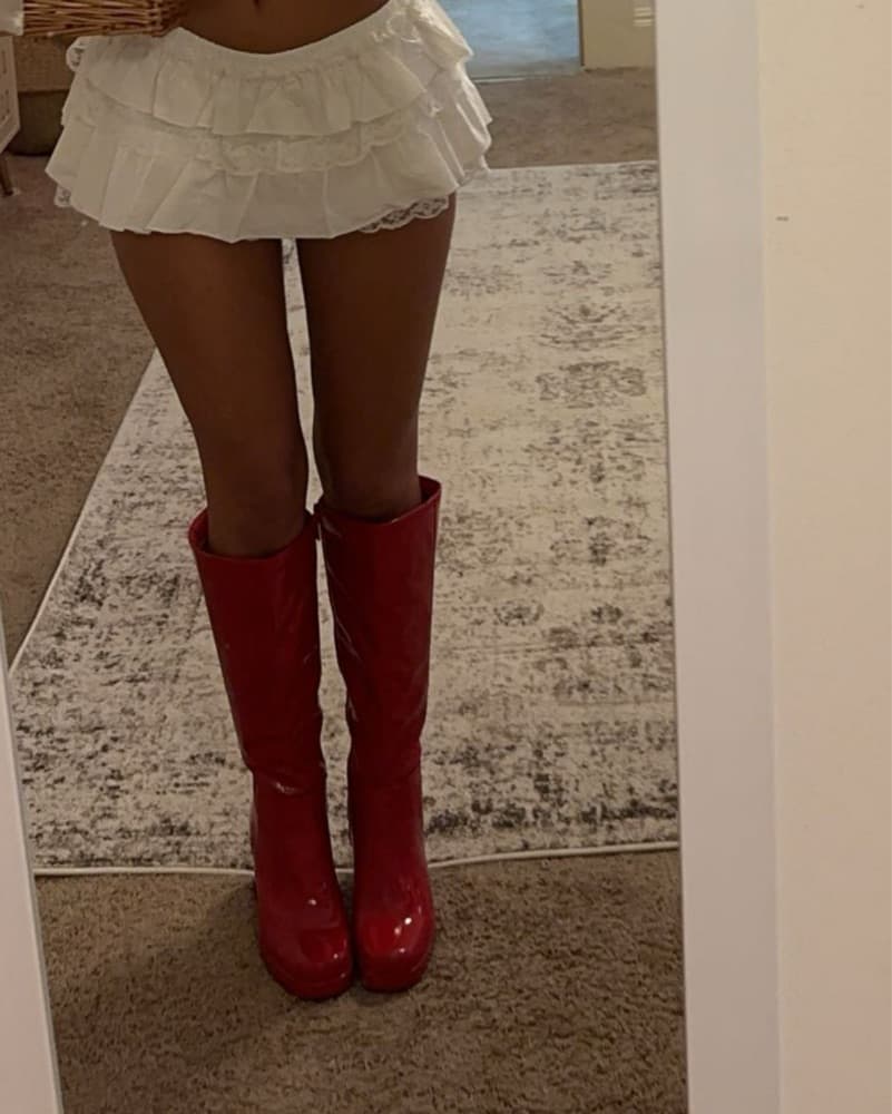Red Knee High Boots  - Image 1