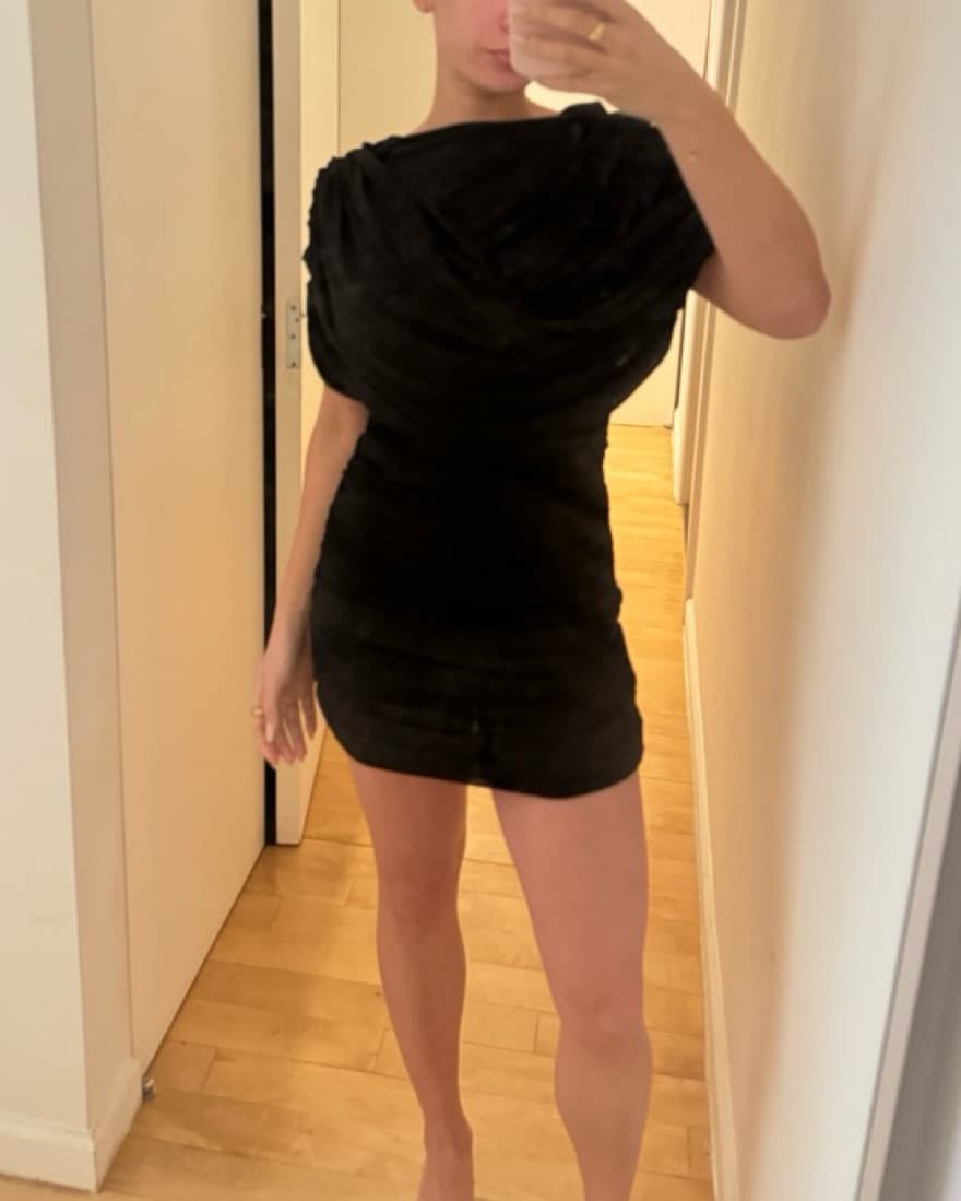 Draped Black Mini Dress - Image 5