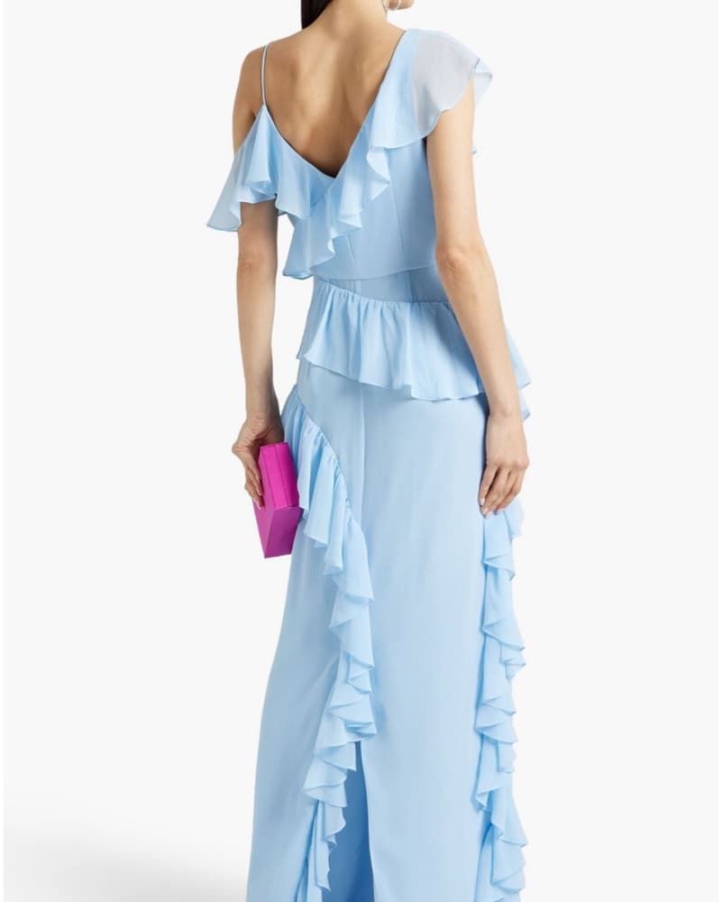 Mikael Aghal Light Blue Ruffle Maxi - Image 2
