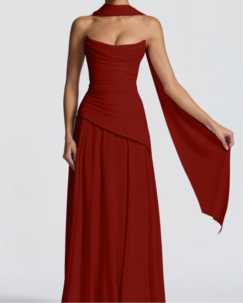 Miss Rossier Strapless Red Dress - Image 1