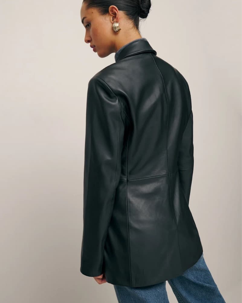 Reformation Black Leather Blazer - Image 3