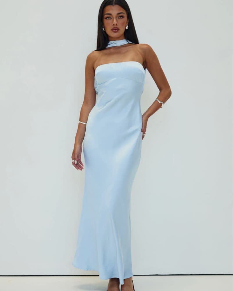 Icy Blue Strapless Maxi Dress - Image 2