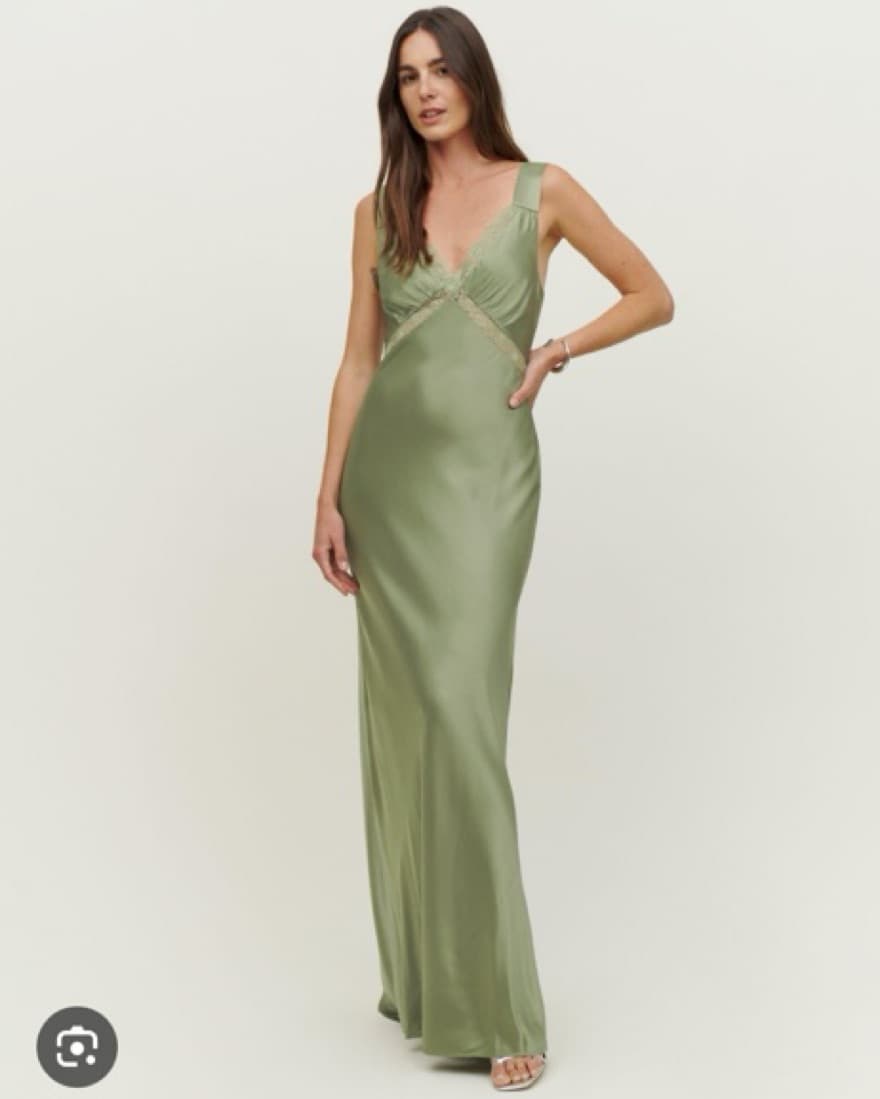 Reformation chania Dress Green Silk Gown - Image 2