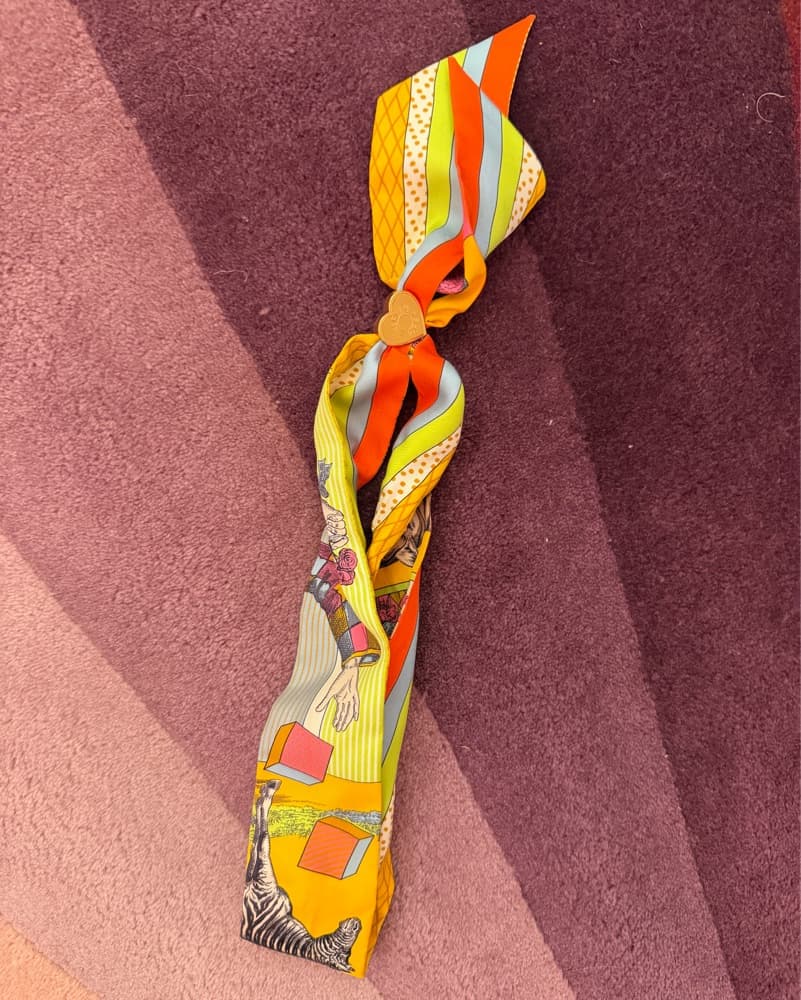 Silk Hermes Twilly With Heart Scarf Ring - Image 1