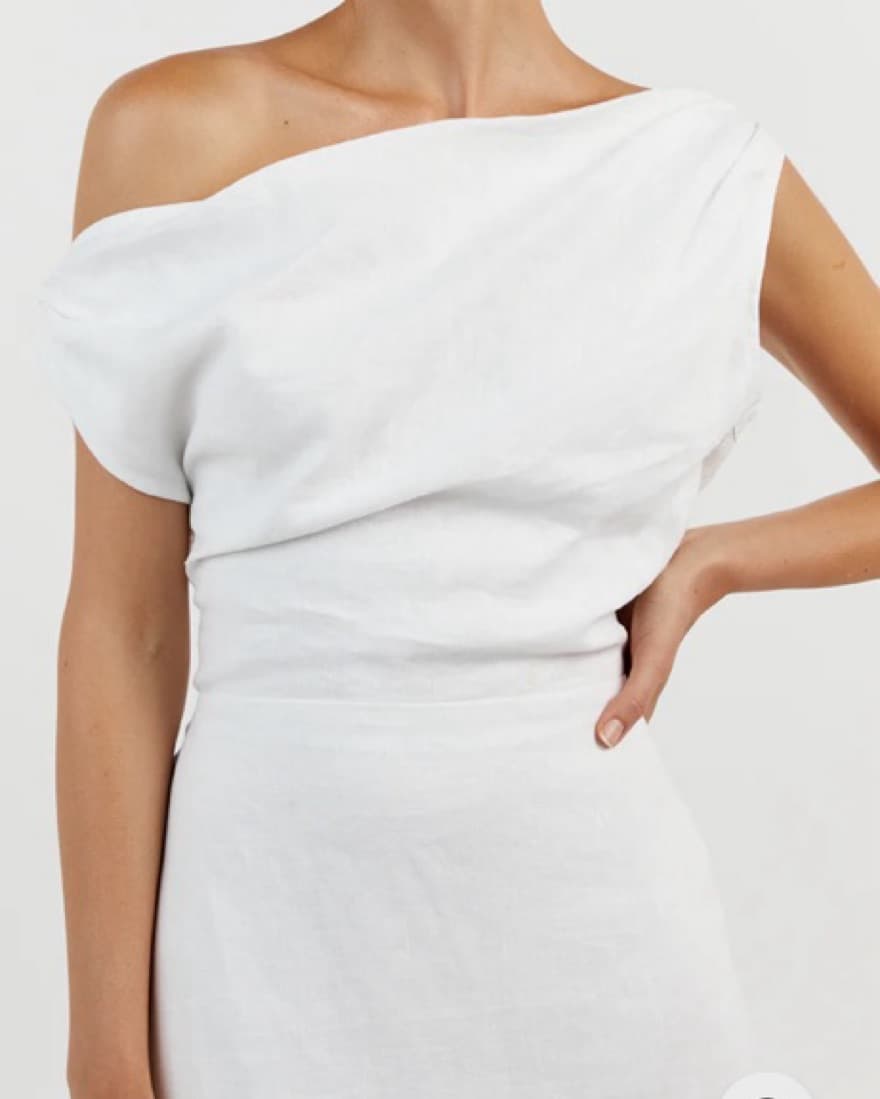 Dissh CASS WHITE LINEN ASYM MIDI  - Image 3