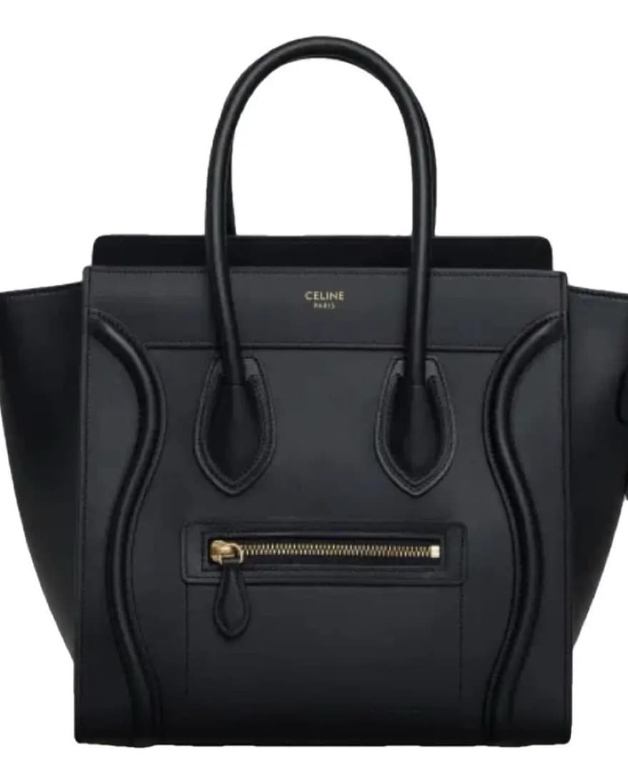 Sleek Celine Satchel in Pebbled Black Leather - Image 1