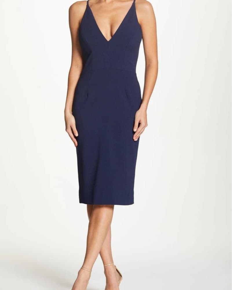 Chic Navy Blue Spaghetti Strap Dress - Image 3