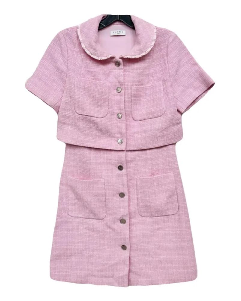Sandro Pink Tweed Mini Dress - Image 2