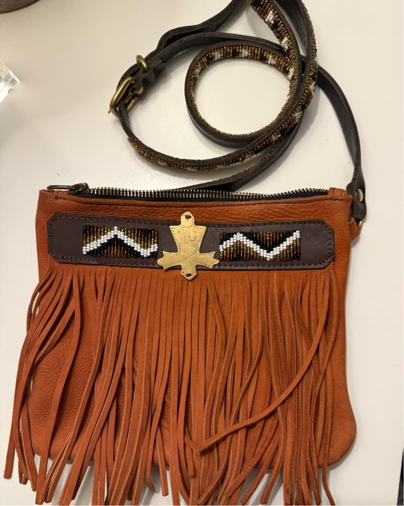 Suede fringe beaded crossbody  - Image 4