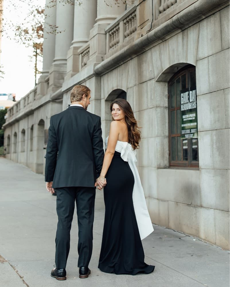 Black Gown With Big White Bow  - Image 1