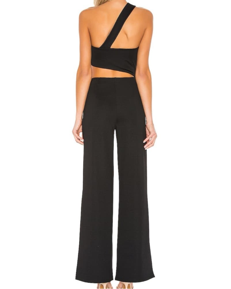 Sleek Black One-Shoulder Jumpsuit - Image 3