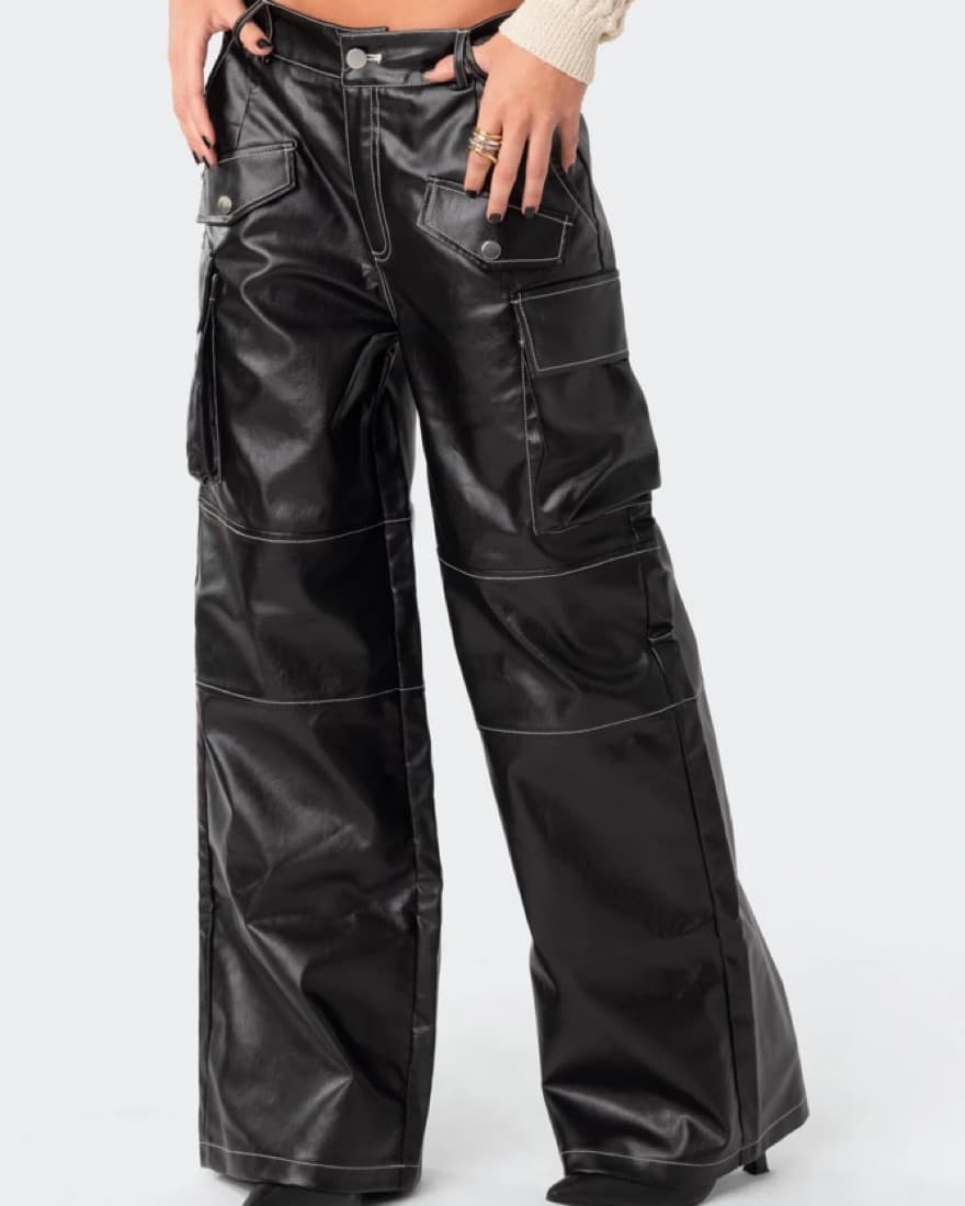 Edikted Faux Leather Pants - Image 2