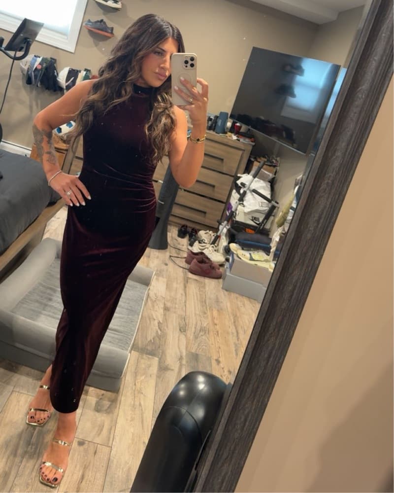 Mo Dress In Velvet Wine - Image 2
