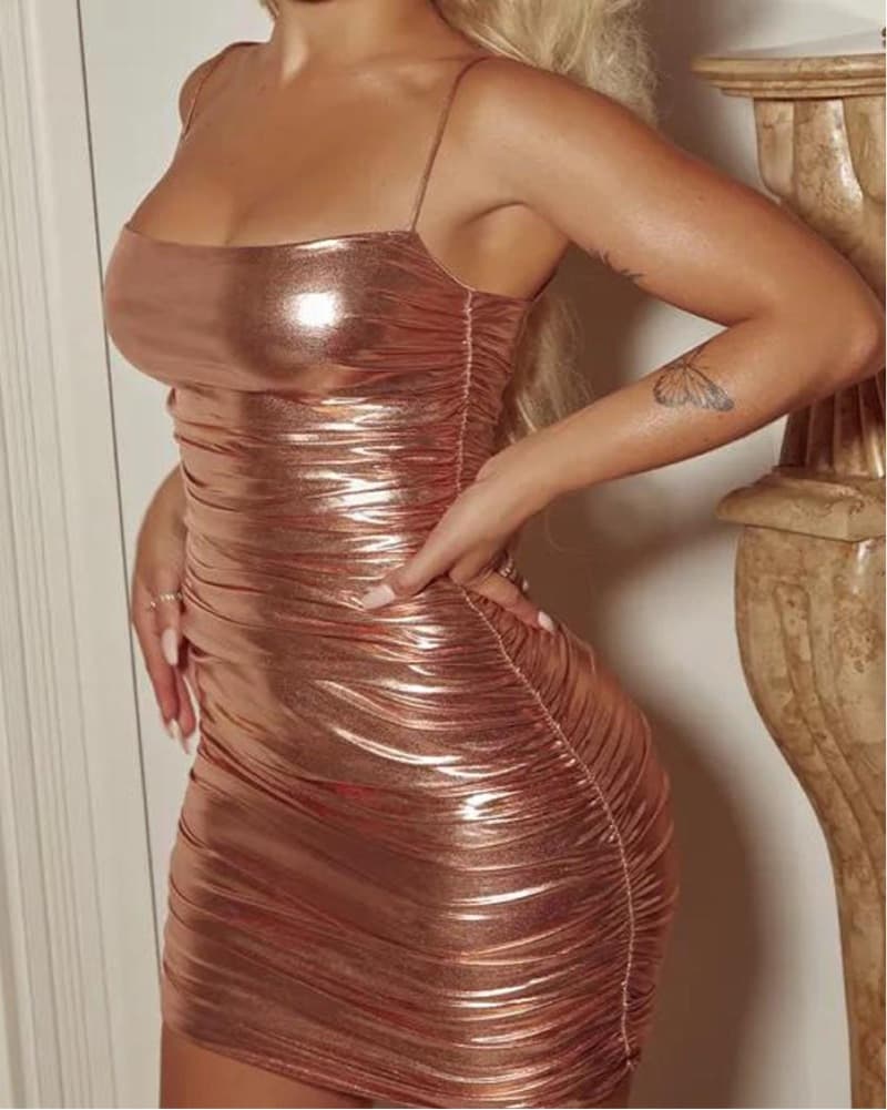 Oh Polly Gold Mini Dress  - Image 2