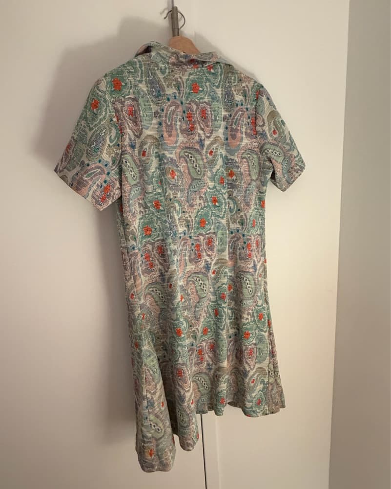 Vintage Multicolor Paisley Midi Dress - Image 2