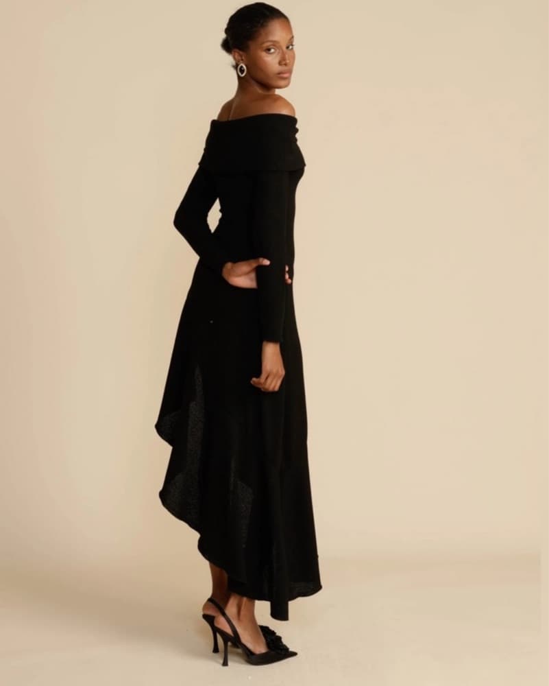 Elegant Off-Shoulder Black Dress - Image 3