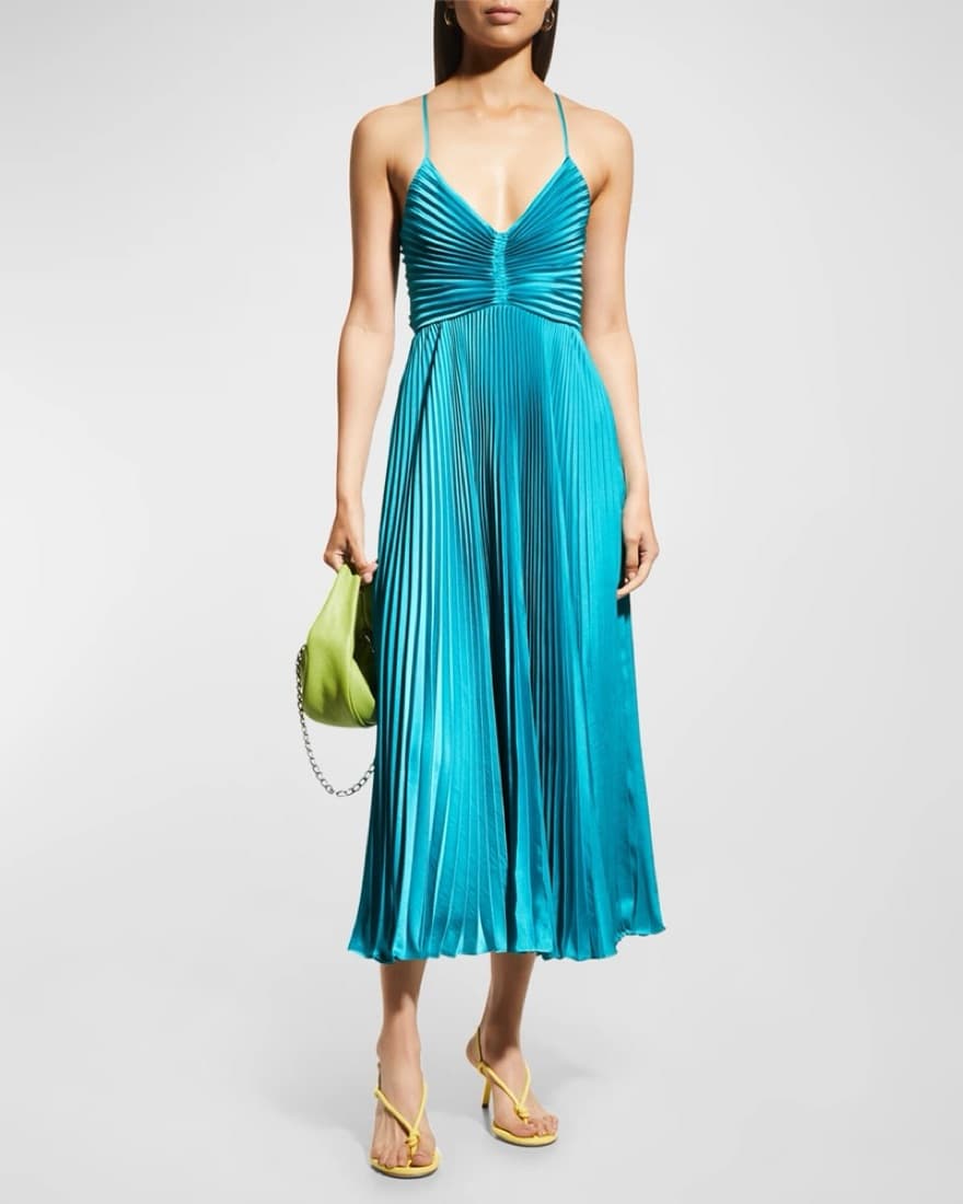 ALC Pleated Cut Out Midi Dress - Tile - Image 2
