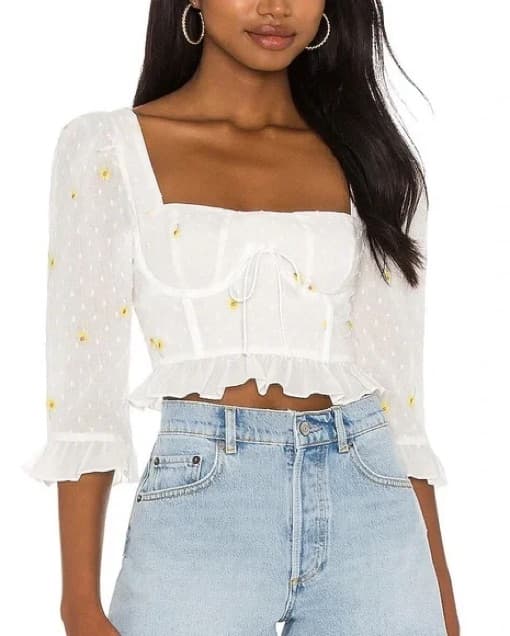 White Sunflower Corset Top - Image 1