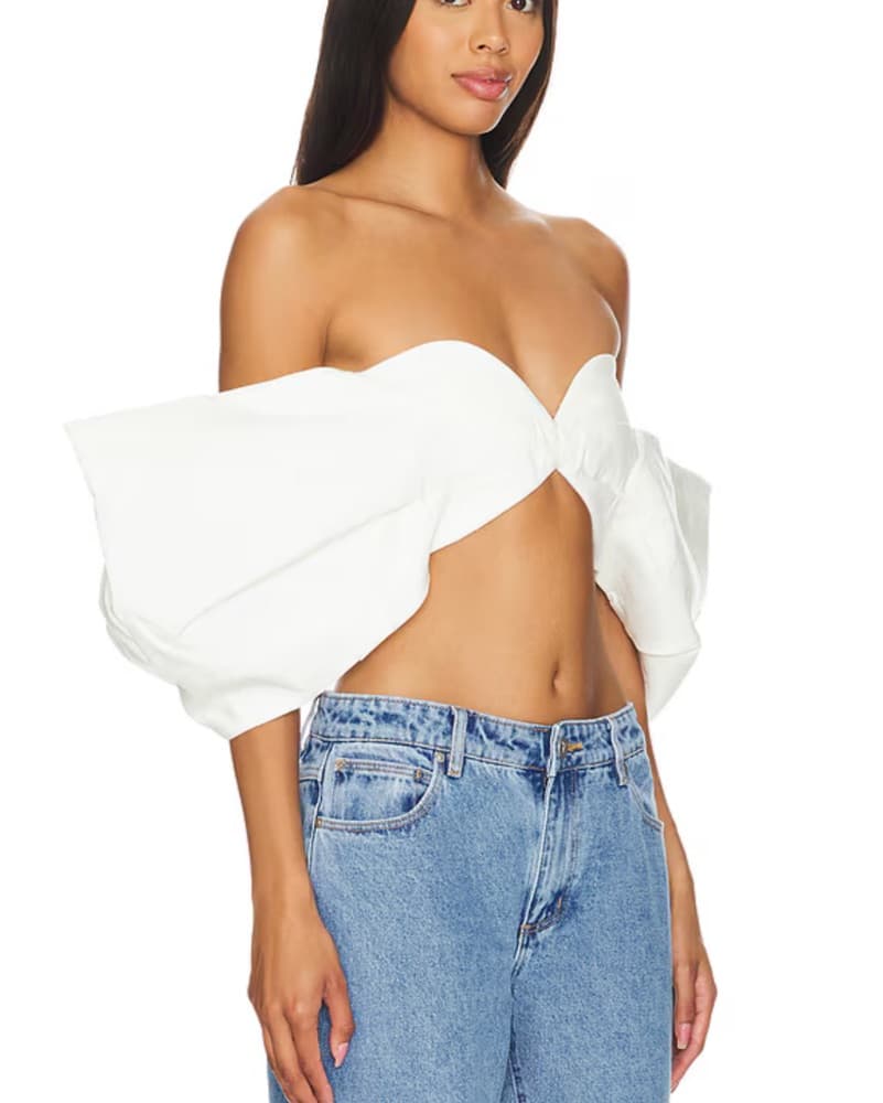 Ronny Kobo Birdy Linen Micro Crop Top - Image 2