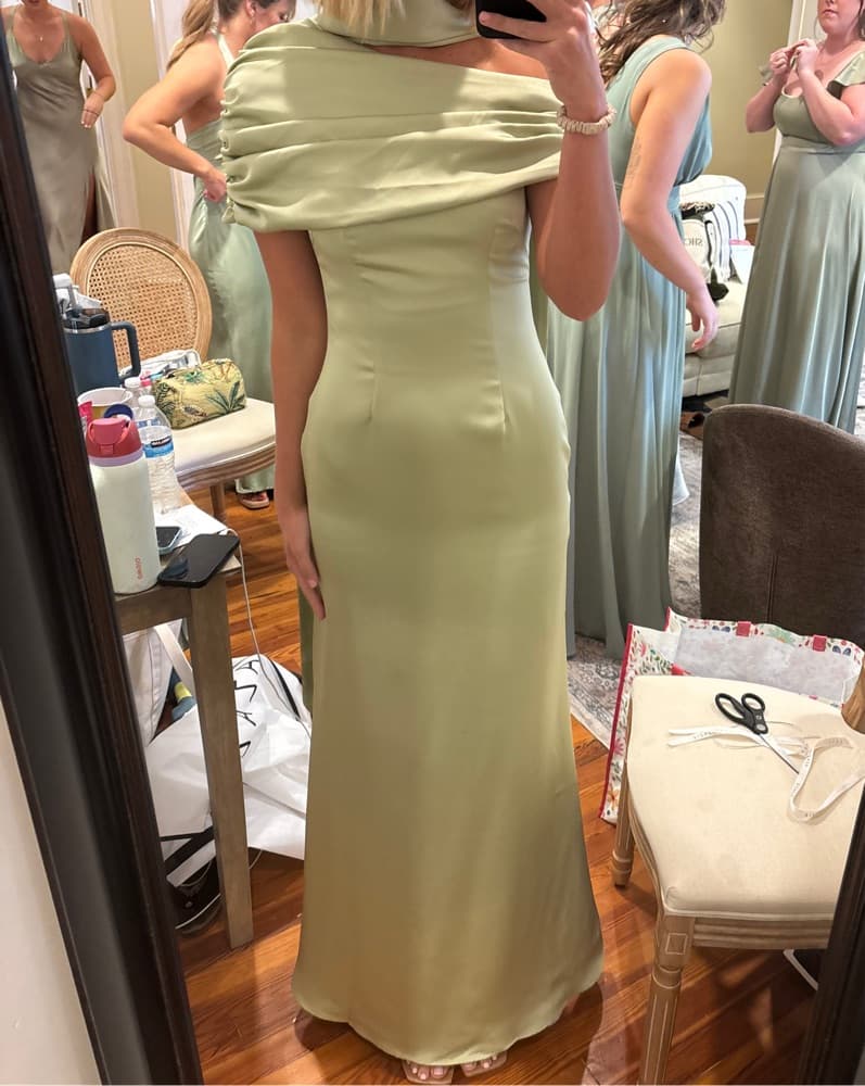Khanum’s Sage Gown with Draped Neckline  - Image 2
