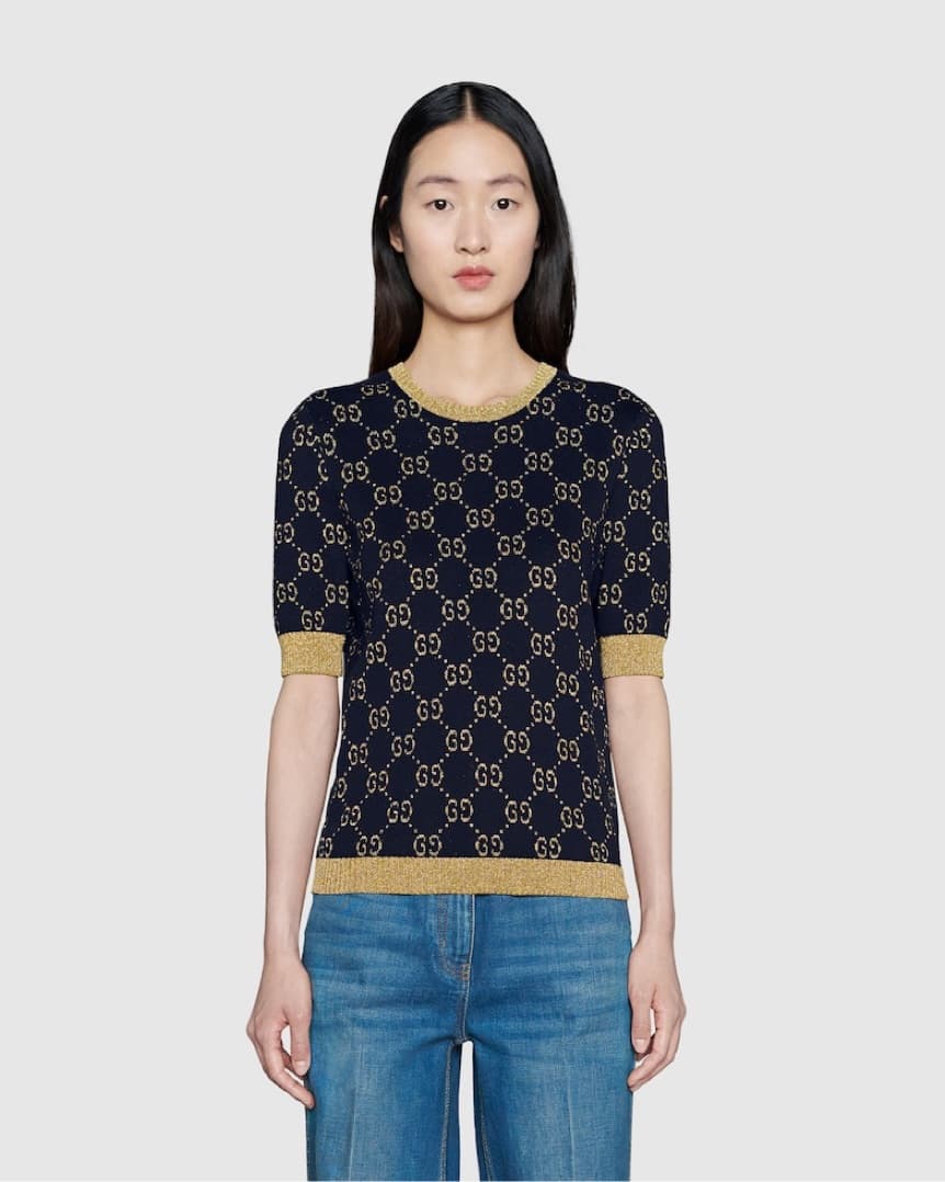 Glamorous Gucci Gold Knit Top - Image 5