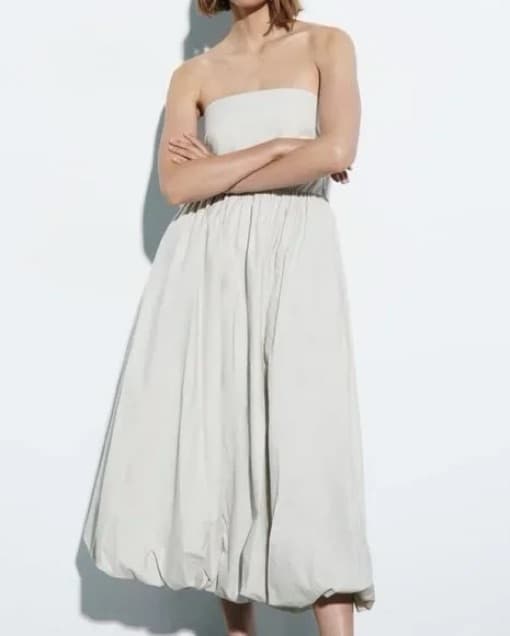 Strapless Fitted Balloon Long Dress - Image 1