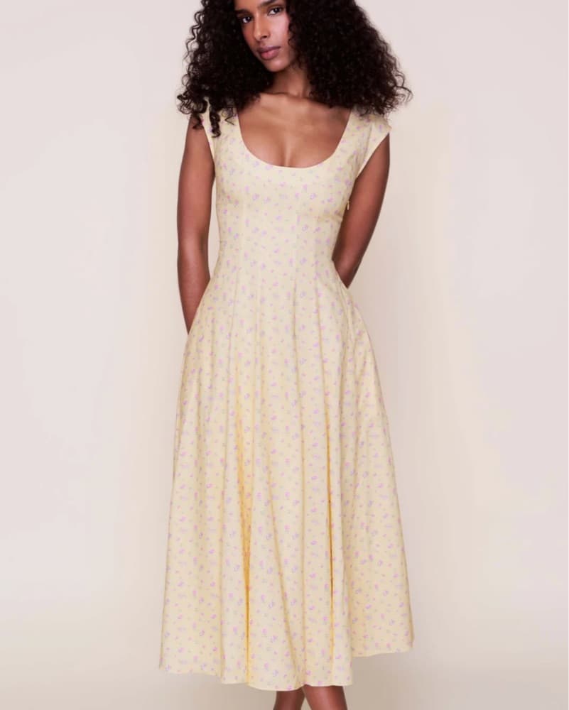 Danielle Guizio Leila Midi Yellow Floral - Image 1