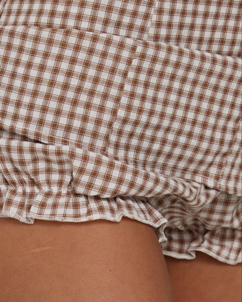 Loveliness Playsuit Brown Check - Image 4