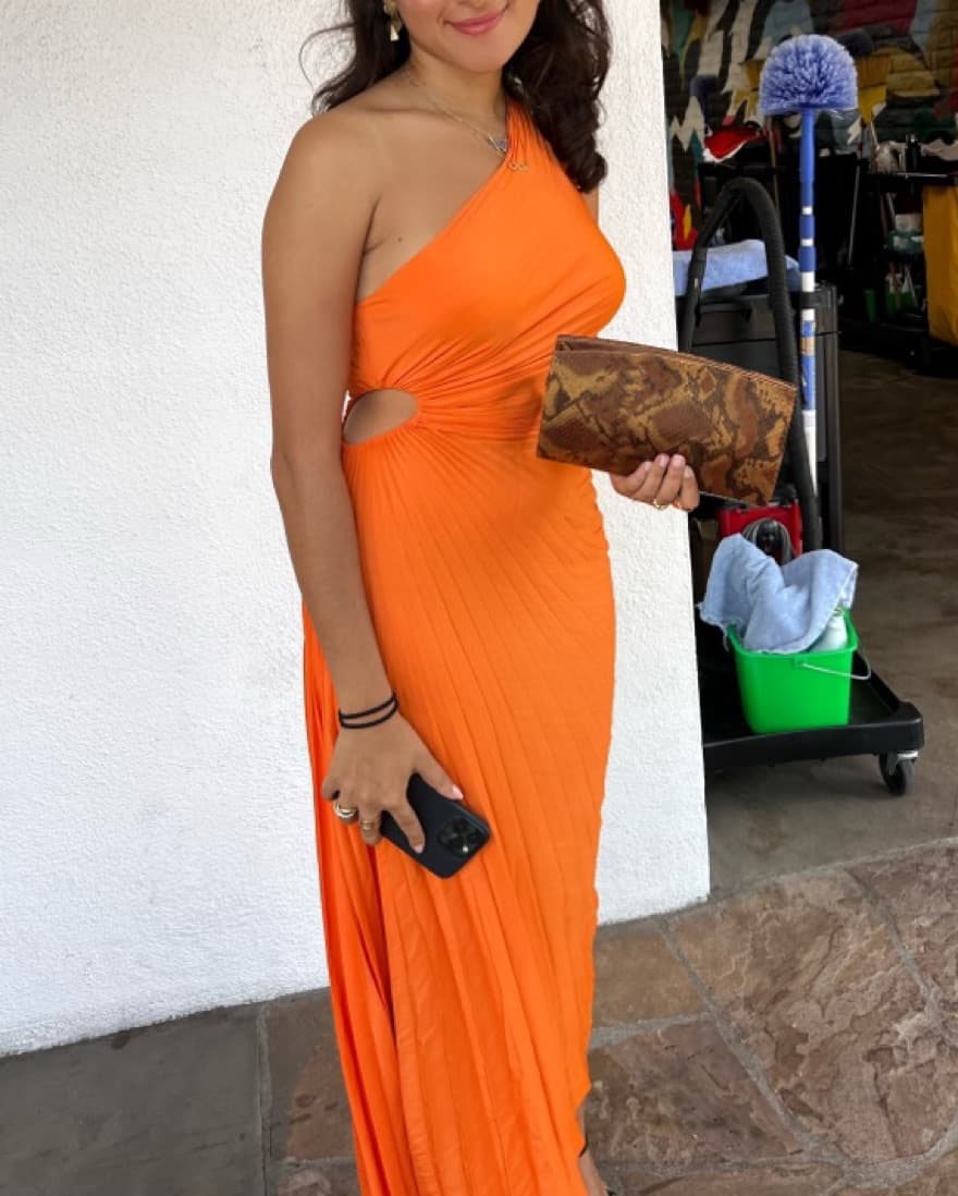 Orange ALC Delfina dress Side Cutout - Image 3