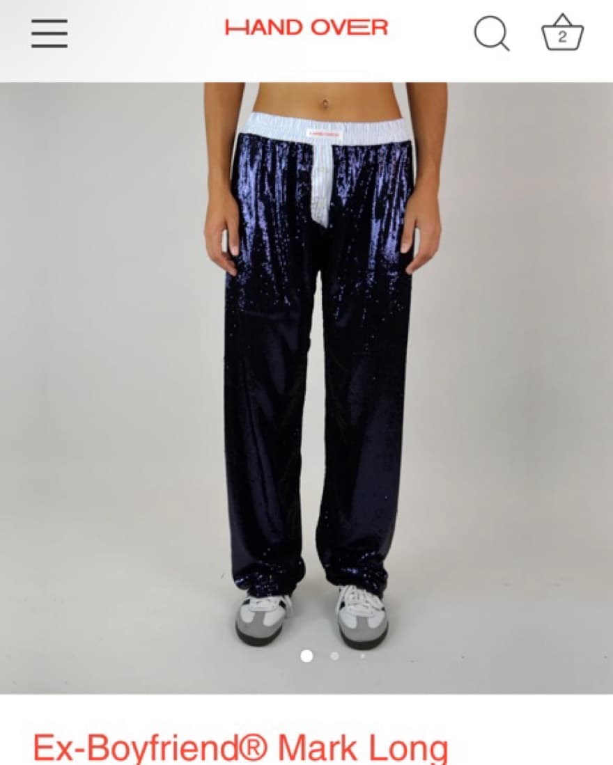Hand Over Navy Sequin Boxer Pants  - Image 1