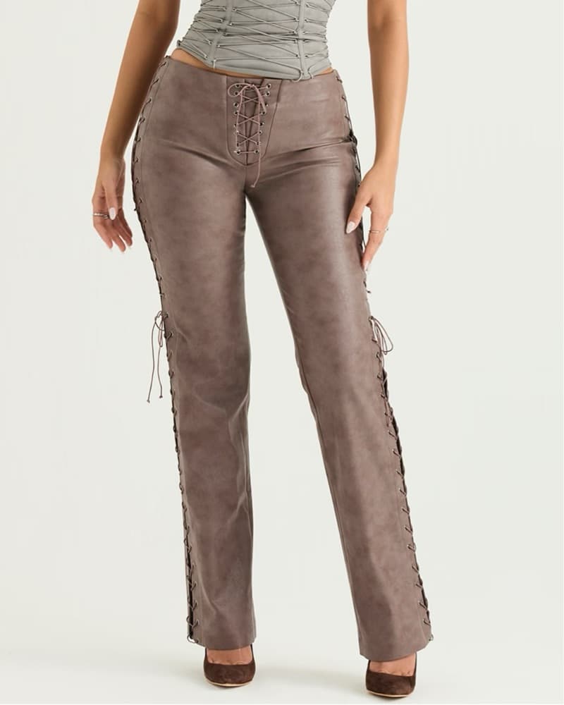 House Of CB Mocha Leather Pants XS - Image 1