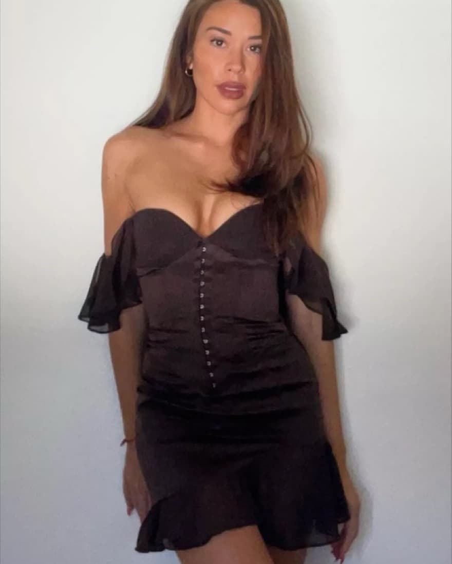 Brown Ruffle Corset Mini Dress - Image 5